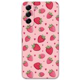 Gramaphone Galaxy S21 FE ile Uyumlu Çilek Desenli Telefon Kılıfı + Ekran Koruyucu - 5804