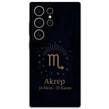 Gramaphone Galaxy S22 Ultra ile Uyumlu Akrep Burcu Desenli Telefon Kılıfı + Ekran Koruyucu - 5775