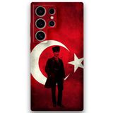 Gramaphone Galaxy S22 Ultra ile Uyumlu Atatürk Desenli Telefon Kılıfı + Ekran Koruyucu - 5849
