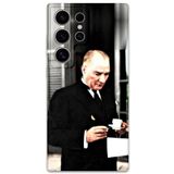 Gramaphone Galaxy S22 Ultra ile Uyumlu Atatürk Desenli Telefon Kılıfı + Ekran Koruyucu - 5850