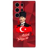 Gramaphone Galaxy S22 Ultra ile Uyumlu Atatürk Desenli Telefon Kılıfı + Ekran Koruyucu - 5851