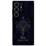 Gramaphone Galaxy S22 Ultra ile Uyumlu Koç Burcu Desenli Telefon Kılıfı + Ekran Koruyucu - 5768
