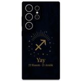 Gramaphone Galaxy S22 Ultra ile Uyumlu Yay Burcu Desenli Telefon Kılıfı + Ekran Koruyucu - 5776