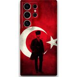 Gramaphone Galaxy S22 Ultra Uyumlu Atatürk Desenli Telefon Kılıfı + Ekran Koruyucu - 5849