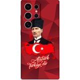Gramaphone Galaxy S22 Ultra Uyumlu Atatürk Desenli Telefon Kılıfı + Ekran Koruyucu - 5851
