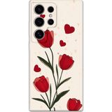 Gramaphone Galaxy S22 Ultra Uyumlu Çiçek Desenli Telefon Kılıfı + Ekran Koruyucu - 5789