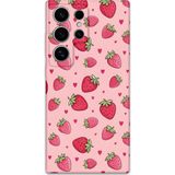 Gramaphone Galaxy S22 Ultra Uyumlu Çilek Desenli Telefon Kılıfı + Ekran Koruyucu - 5804