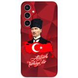 Gramaphone Galaxy S23 Fe Uyumlu Atatürk Desenli Telefon Kılıfı + Ekran Koruyucu - 5851