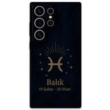 Gramaphone Galaxy S23 Ultra ile Uyumlu Balık Burcu Desenli Telefon Kılıfı + Ekran Koruyucu - 5779