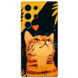 Gramaphone Galaxy S23 Ultra ile Uyumlu Kedi Desenli Telefon Kılıfı + Ekran Koruyucu - 5783