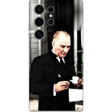 Gramaphone Galaxy S23 Ultra Uyumlu Atatürk Desenli Telefon Kılıfı + Ekran Koruyucu - 5850