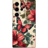 Gramaphone Galaxy S23 Ultra Uyumlu Kelebek Desenli Telefon Kılıfı + Ekran Koruyucu - 5795