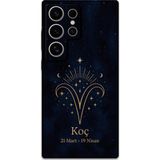 Gramaphone Galaxy S23 Ultra Uyumlu Koç Burcu Desenli Telefon Kılıfı + Ekran Koruyucu - 5768