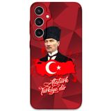 Gramaphone Galaxy S24 Plus ile Uyumlu Atatürk Desenli Telefon Kılıfı + Ekran Koruyucu - 5851