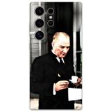 Gramaphone Galaxy S24 Ultra Uyumlu Atatürk Desenli Telefon Kılıfı + Ekran Koruyucu - 5850