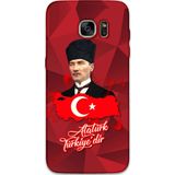 Gramaphone Galaxy S7 Edge Uyumlu Atatürk Desenli Telefon Kılıfı + Ekran Koruyucu - 5851
