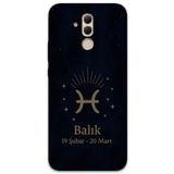 Gramaphone Huawei Mate 20 Lite ile Uyumlu Balık Burcu Desenli Telefon Kılıfı + Ekran Koruyucu - 5779