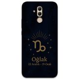 Gramaphone Huawei Mate 20 Lite Uyumlu Oğlak Burcu Desenli Telefon Kılıfı + Ekran Koruyucu - 5777