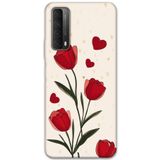 Gramaphone Huawei P Smart 2021 ile Uyumlu Çiçek Desenli Telefon Kılıfı + Ekran Koruyucu - 5789