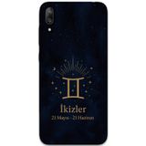 Gramaphone Huawei Y7 Prime 2019 Uyumlu İkizler Burcu Desenli Telefon Kılıfı + Ekran Koruyucu - 5770