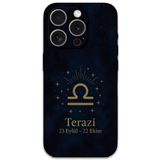 Gramaphone iPhone 15 Pro Max ile Uyumlu Terazi Burcu Desenli Telefon Kılıfı + Ekran Koruyucu - 5774