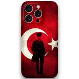 Gramaphone İphone 15 Pro Max Uyumlu Atatürk Desenli Telefon Kılıfı + Ekran Koruyucu - 5849