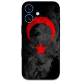 Gramaphone iPhone 16 ile Uyumlu Türk Bayrağı Desenli Telefon Kılıfı + Ekran Koruyucu - 5852