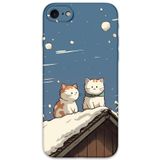 Gramaphone iPhone SE 2020 ile Uyumlu Kedi Desenli Telefon Kılıfı + Ekran Koruyucu - 5780