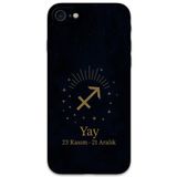 Gramaphone iPhone SE 2020 ile Uyumlu Yay Burcu Desenli Telefon Kılıfı + Ekran Koruyucu - 5776