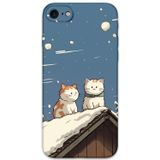 Gramaphone İphone Se 2020 Uyumlu Kedi Desenli Telefon Kılıfı + Ekran Koruyucu - 5780