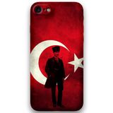 Gramaphone iPhone SE 2022 ile Uyumlu Atatürk Desenli Telefon Kılıfı + Ekran Koruyucu - 5849