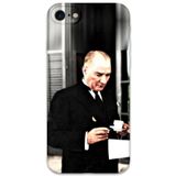 Gramaphone iPhone SE 2022 ile Uyumlu Atatürk Desenli Telefon Kılıfı + Ekran Koruyucu - 5850