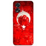 Gramaphone Oppo A38 ile Uyumlu Türk Bayrağı Desenli Telefon Kılıfı + Ekran Koruyucu - 5847