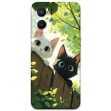 Gramaphone Oppo A96 ile Uyumlu Kedi Desenli Telefon Kılıfı + Ekran Koruyucu - 5785
