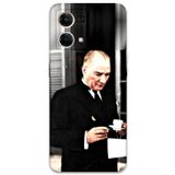 Gramaphone Oppo Reno 7 ile Uyumlu Atatürk Desenli Telefon Kılıfı + Ekran Koruyucu - 5850