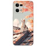 Gramaphone Oppo Reno 7 ile Uyumlu Kedi Desenli Telefon Kılıfı + Ekran Koruyucu - 5784