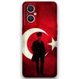 Gramaphone Oppo Reno 7 Lite ile Uyumlu Atatürk Desenli Telefon Kılıfı + Ekran Koruyucu - 5849