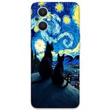 Gramaphone Oppo Reno 7 Lite ile Uyumlu Kedi Desenli Telefon Kılıfı + Ekran Koruyucu - 5782