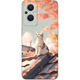 Gramaphone Oppo Reno 7 Lite Uyumlu Kedi Desenli Telefon Kılıfı + Ekran Koruyucu - 5784