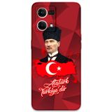 Gramaphone Oppo Reno 7 Uyumlu Atatürk Desenli Telefon Kılıfı + Ekran Koruyucu - 5851