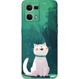 Gramaphone Oppo Reno 7 Uyumlu Kedi Desenli Telefon Kılıfı + Ekran Koruyucu - 5781