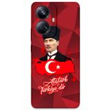 Gramaphone Realme 10 Pro Plus ile Uyumlu Atatürk Desenli Telefon Kılıfı + Ekran Koruyucu - 5851