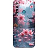 Gramaphone Realme 5İ Uyumlu Çiçek Desenli Telefon Kılıfı + Ekran Koruyucu - 5794