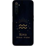 Gramaphone Realme 6 Pro Uyumlu Kova Burcu Desenli Telefon Kılıfı + Ekran Koruyucu - 5778