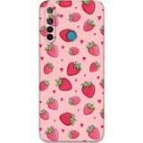 Gramaphone Realme 6İ Uyumlu Çilek Desenli Telefon Kılıfı + Ekran Koruyucu - 5804