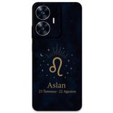 Gramaphone Realme C55 ile Uyumlu Aslan Burcu Desenli Telefon Kılıfı + Ekran Koruyucu - 5772