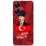 Gramaphone Realme C55 ile Uyumlu Atatürk Desenli Telefon Kılıfı + Ekran Koruyucu - 5851