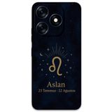 Gramaphone Tecno Spark 10 Pro ile Uyumlu Aslan Burcu Desenli Telefon Kılıfı + Ekran Koruyucu - 5772