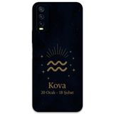 Gramaphone Vivo Y20 ile Uyumlu Kova Burcu Desenli Telefon Kılıfı + Ekran Koruyucu - 5778