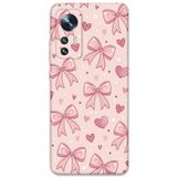 Gramaphone Xiaomi Mi 12 Pro ile Uyumlu Kurdele Desenli Telefon Kılıfı + Ekran Koruyucu - 5802